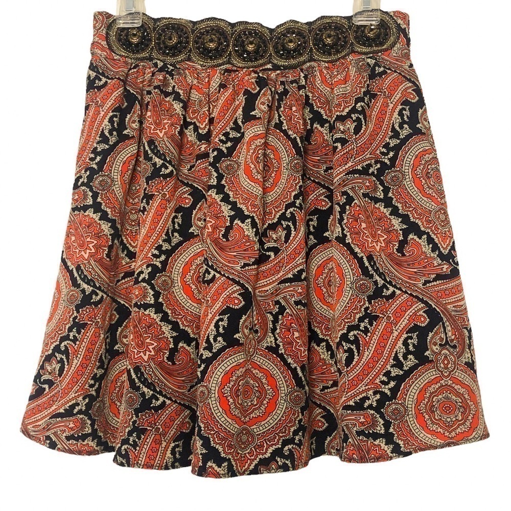 3/$25 🙌🏼 Miami Paisley Beaded Waistband Mini Skirt M
